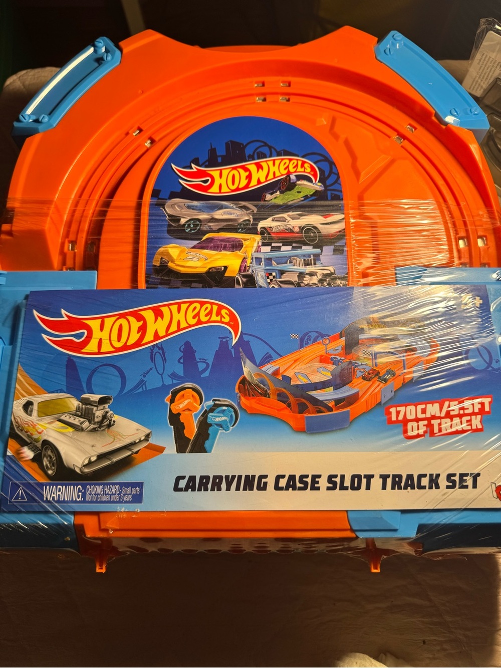 Hot Wheels Carrying Case Slot Track Set - Orange & Blue